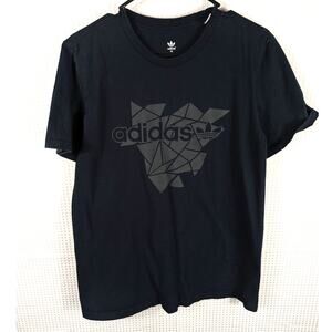 Adidas Originals Mens M T-Shirt Black Geometric Trefoil Graphic Tee Casual